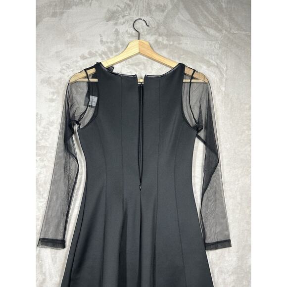 NWT Laranor Fit and Flare Black Dress Mesh Sleeve Sz 40 - US 8 Grunge Goth Core - Picture 9 of 10